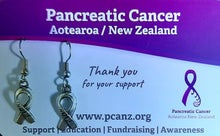 Load image into Gallery viewer, PCANZ Hope Ribbon Earrings (Silver colour findings)
