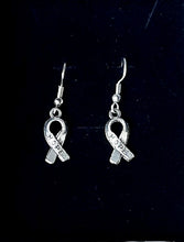 Load image into Gallery viewer, PCANZ Hope Ribbon Earrings (Silver colour findings)
