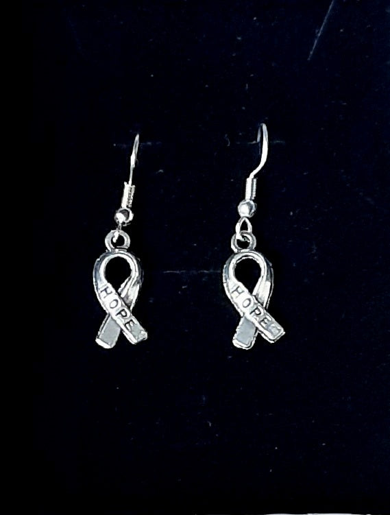 PCANZ Hope Ribbon Earrings (Silver colour findings)