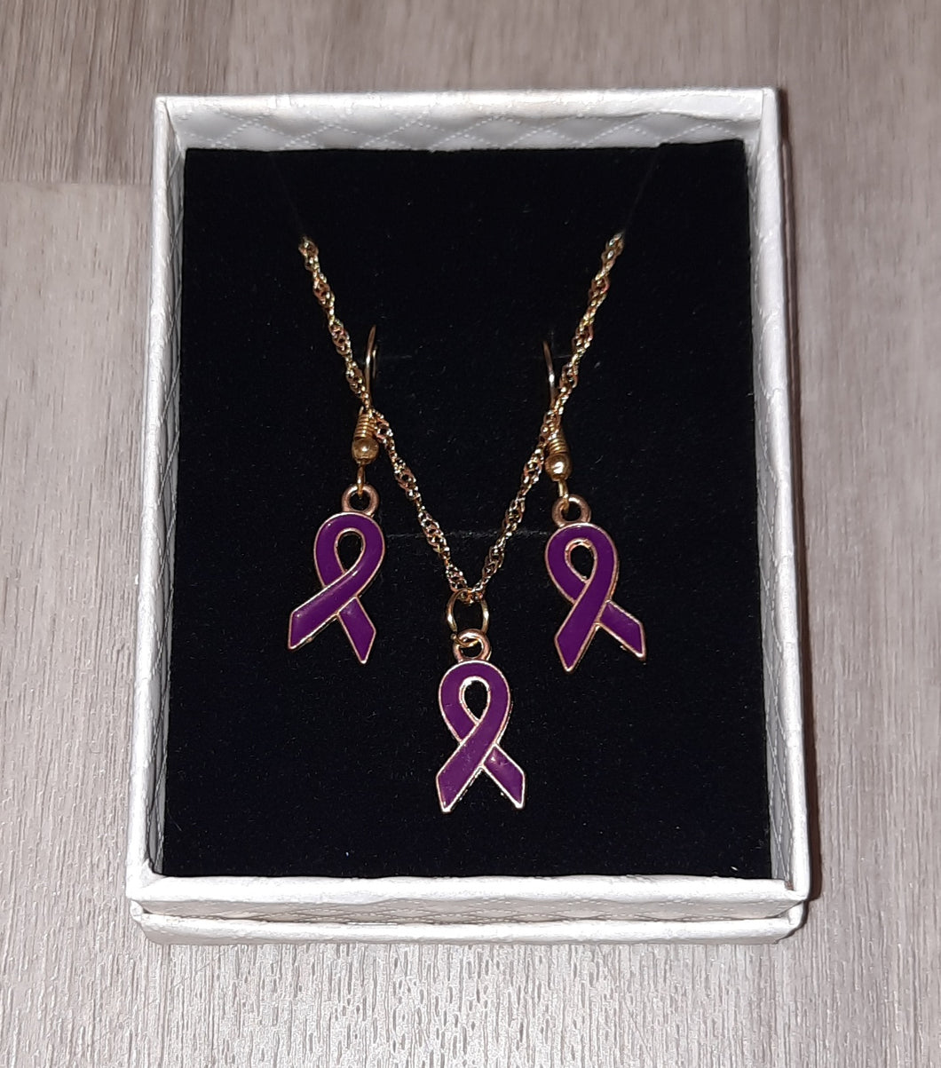 PCANZ Purple Ribbon Jewellery Set (One off!)