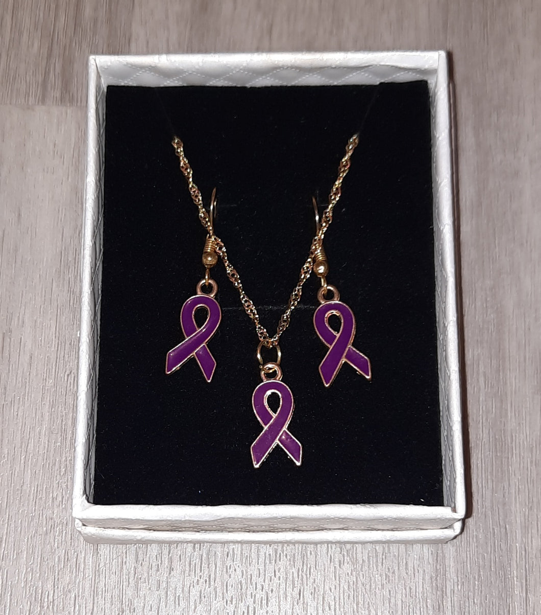 PCANZ Purple Ribbon Jewellery Set (One off!)